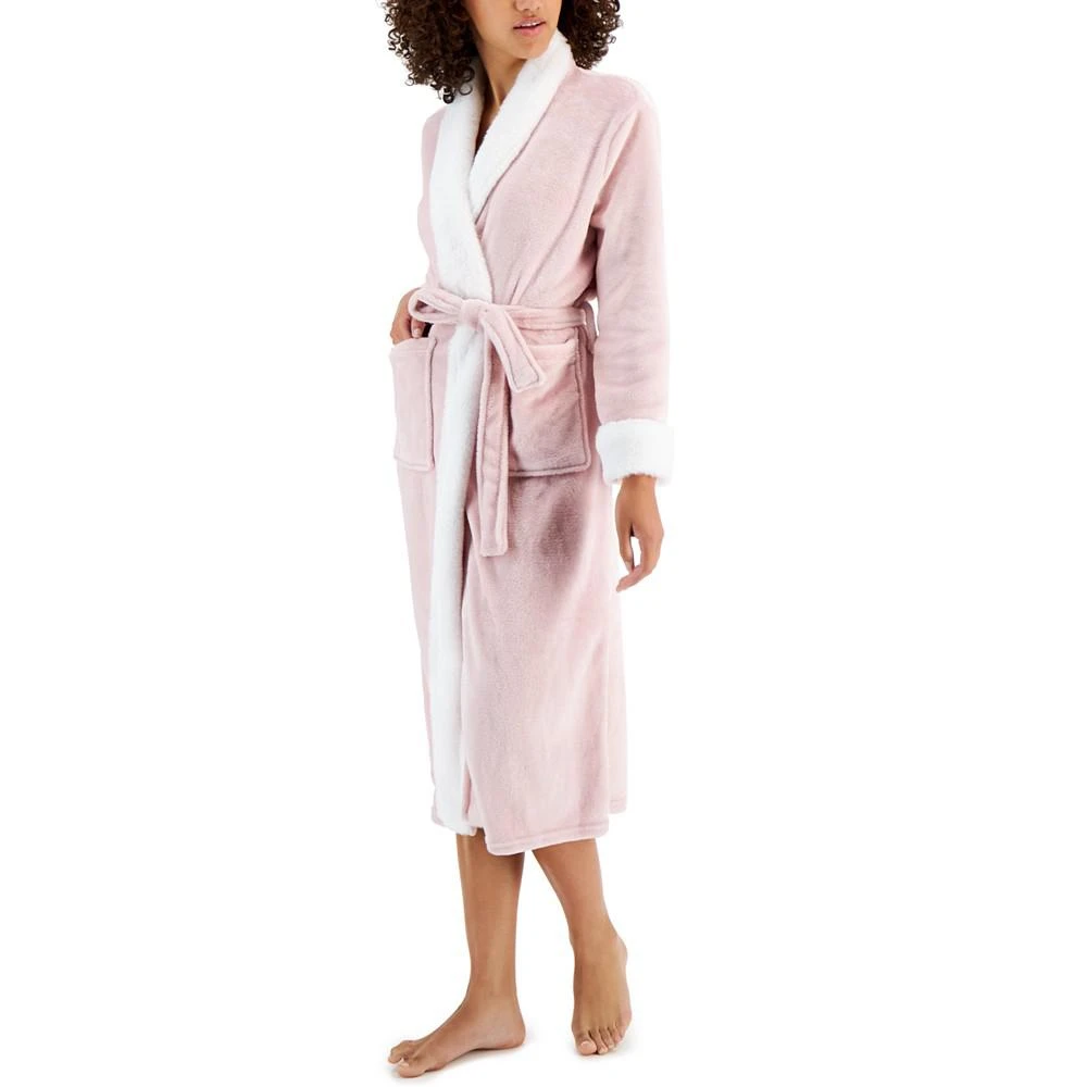 商品Charter Club|Women's Plush Faux-Fur Trim Long Wrap Robe, Created for Macy's,价格¥237,第1张图片