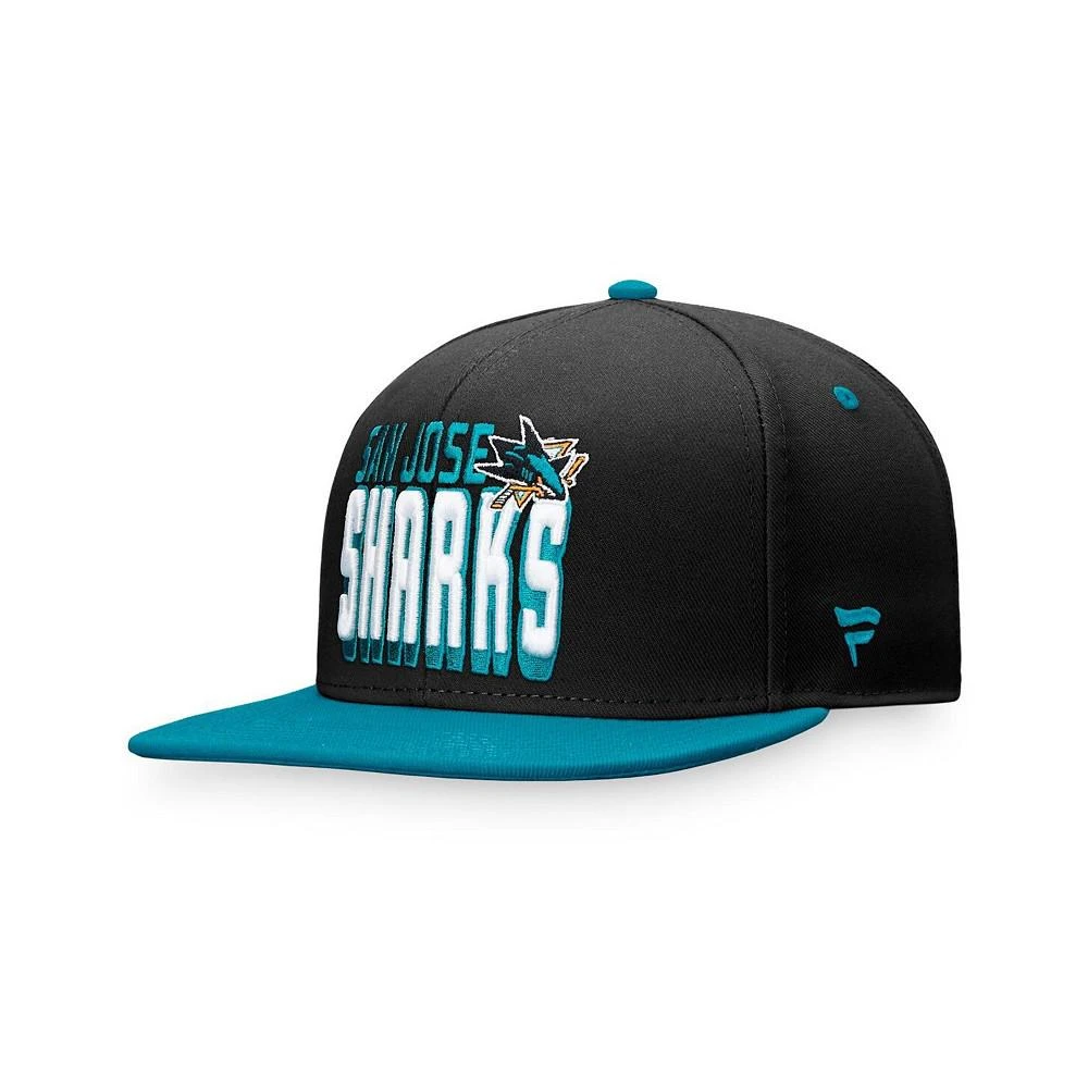 商品Fanatics|Men's Branded Black, Teal San Jose Sharks Heritage Retro Two-Tone Snapback Hat,价格¥228,第3张图片详细描述