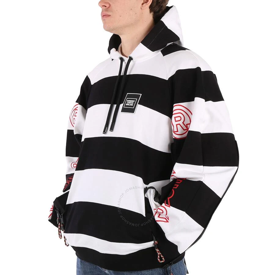 商品Burberry|Men's Black Printed Logo Striped Hoodie,价格¥1482,第2张图片详细描述