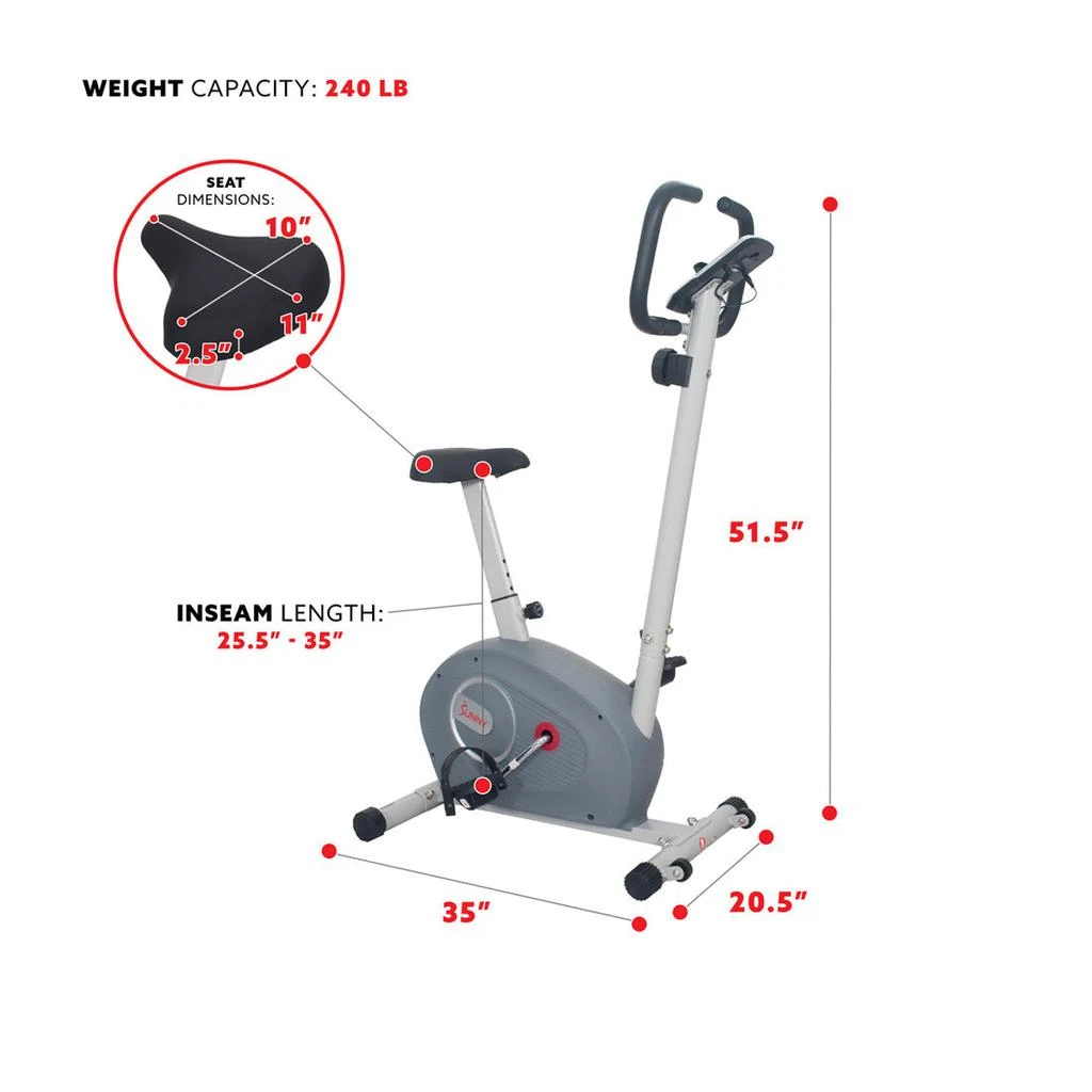 商品Sunny Health & Fitness|Sunny Health & Fitness Magnetic Resistance Upright Bike,价格¥1747,第5张图片详细描述
