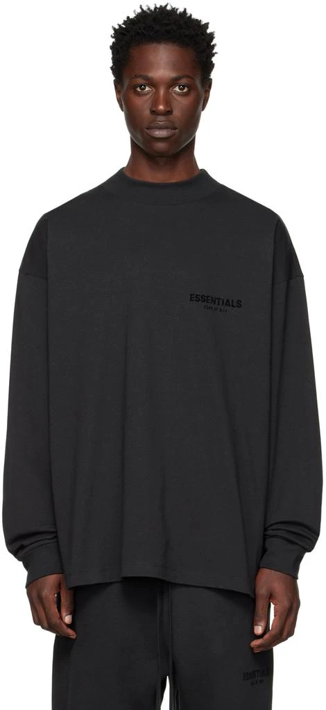 商品Essentials|Black Flocked Long Sleeve T-Shirt,价格¥293,第1张图片