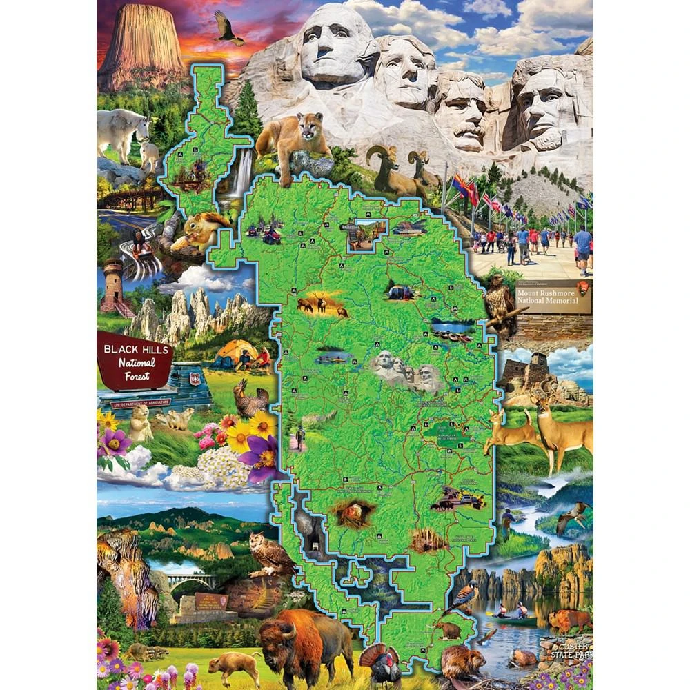 商品MasterPieces Puzzles|MasterPieces 1000 Piece Jigsaw Puzzle - Black Hills Map,价格¥186,第3张图片详细描述