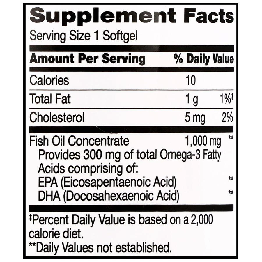 商品Walgreens|Fish Oil 1000 mg with 300 mg Omega-3 Softgels,价格¥169,第5张图片详细描述