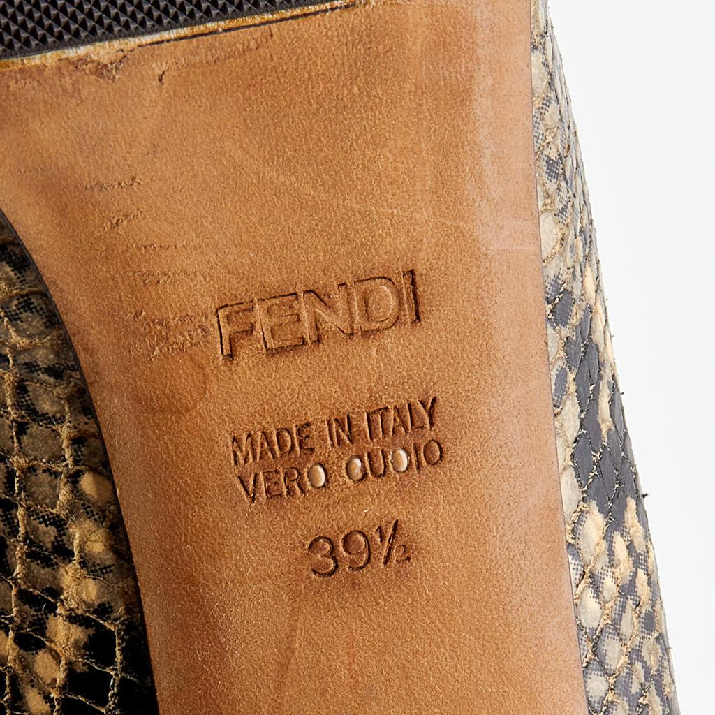 Fendi Beige/Black Snakeskin Embossed Leather FF Superstar Platform Pumps Size 39.5商品第7张图片规格展示