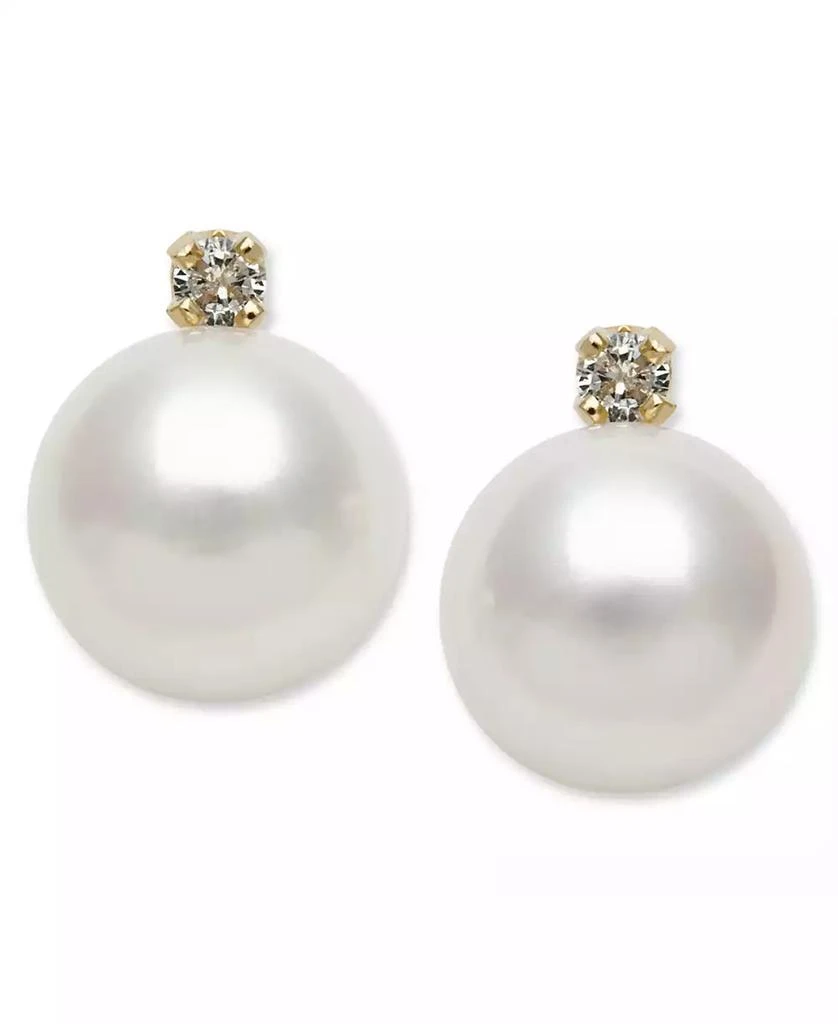 商品Belle de Mer|14k Gold Earrings, Cultured Freshwater Pearl (7mm) and Diamond Accent Stud Earrings,价格¥3412,第1张图片