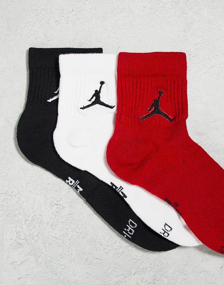 商品Jordan|Jordan Everyday Max 3 pack ankle socks in black/white/red,价格¥139,第6张图片详细描述