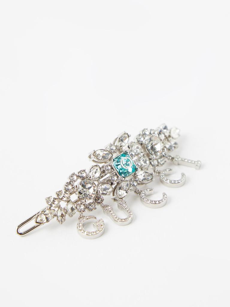 Logo-charm crystal-embellished hair clip商品第1张图片规格展示