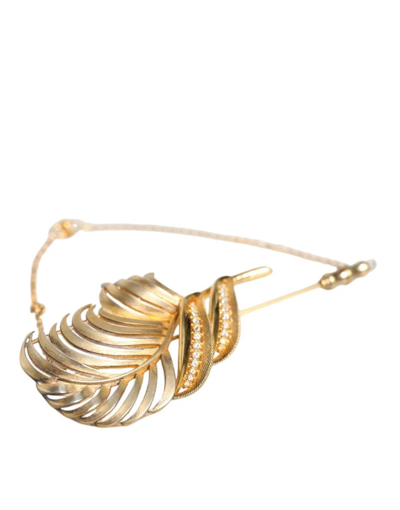 商品Dolce & Gabbana|Dolce & Gabbana Gold Tone 925 Sterling Silver Leaf Crystal Chain Brooch,价格¥3092,第3张图片详细描述