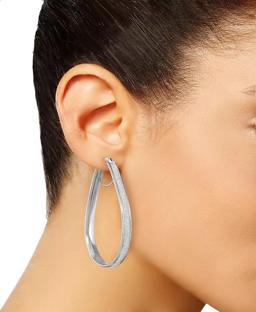 商品Macy's|Glitter Pear-Shape Hoop Earrings in Sterling Silver,价格¥655,第2张图片详细描述