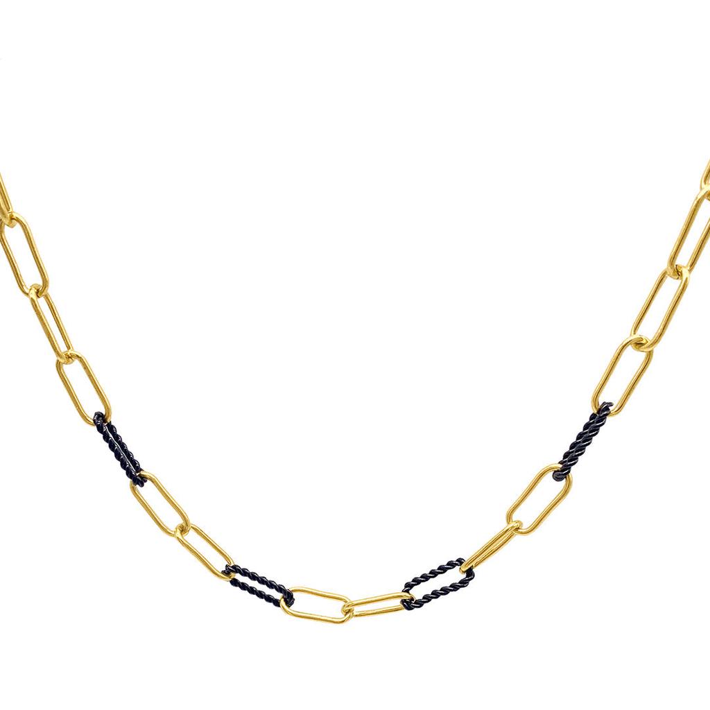 Adornia Black and Gold Paper Clip Chain Necklace silver gold商品第1张图片规格展示