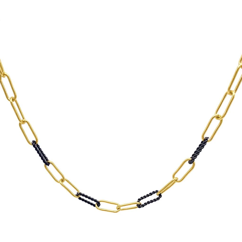 商品ADORNIA|Adornia Black and Gold Paper Clip Chain Necklace silver gold,价格¥206,第1张图片