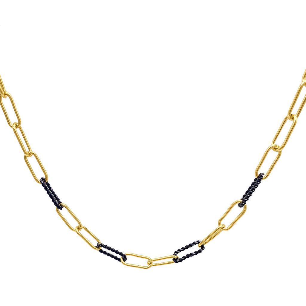 商品ADORNIA|Adornia Black and Gold Paper Clip Chain Necklace silver gold,价格¥237,第1张图片