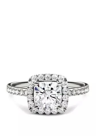 商品Charles & Colvard|Colvard 1.4 Ct. T.w. Lab Created Moissanite Halo Ring In 14K White Gold,价格¥7641,第1张图片