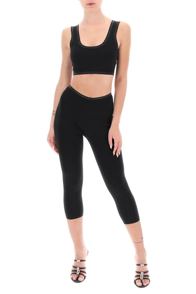 商品Alexander Wang|CROPPED LEGGINGS WITH CRYSTAL-STUDDED LOGOED BAND,价格¥1844,第2张图片详细描述