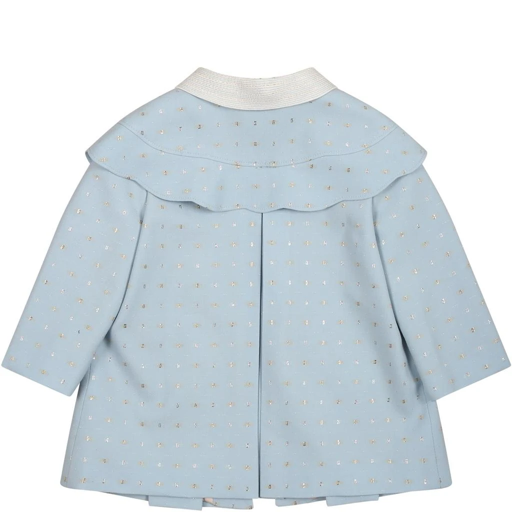 商品Gucci|Light Blue Coat For Baby Girl With G Pattern,价格¥8420,第2张图片详细描述