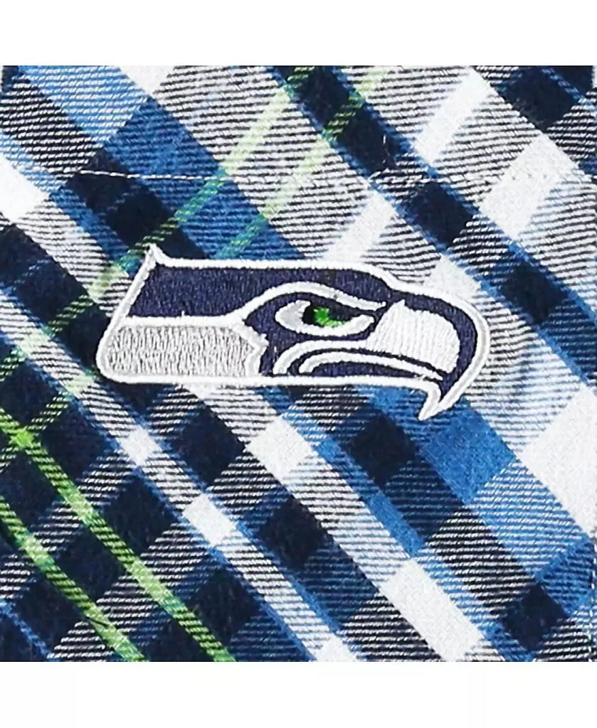 商品Concepts Sport|Women's College Navy, Neon Green Seattle Seahawks Mainstay Flannel Full-Button Long Sleeve Nightshirt,价格¥411,第4张图片详细描述