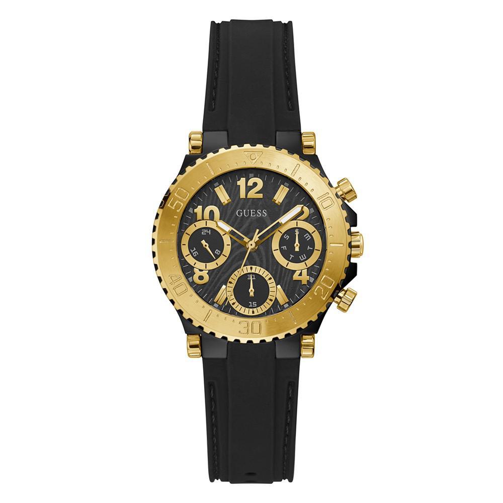 商品GUESS|Women's Quartz Black Silicone Strap Multi-Function Watch 36mm,价格¥1164,第1张图片