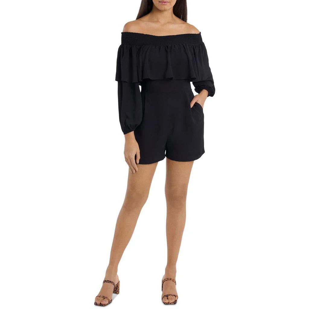 商品1. State|1.State Womens Smocked Ruffled Romper,价格¥137,第1张图片