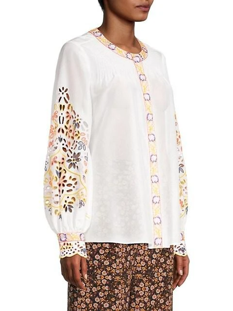 商品Kobi Halperin|Alena Embroidered Eyelet Blouse,价格¥1050,第4张图片详细描述