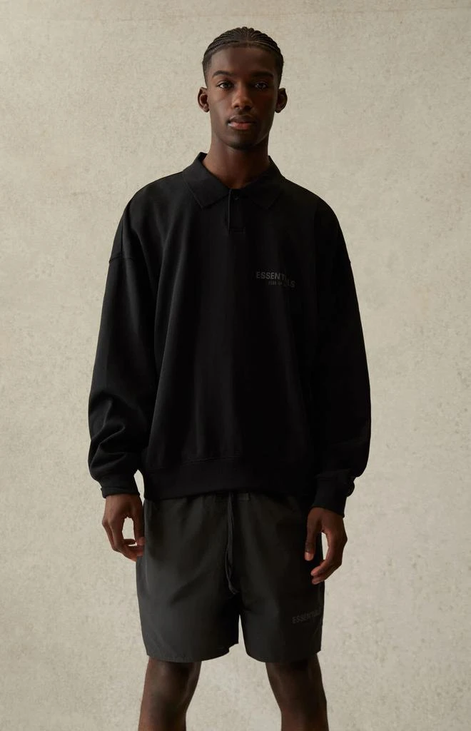 商品Essentials|Black French Terry 徽标长袖Polo衫,价格¥575,第3张图片详细描述