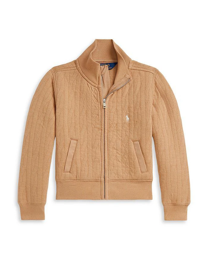 商品Ralph Lauren|Girls' Quilted Cable Motif Jacket - Little Kid,价格¥584,第1张图片详细描述