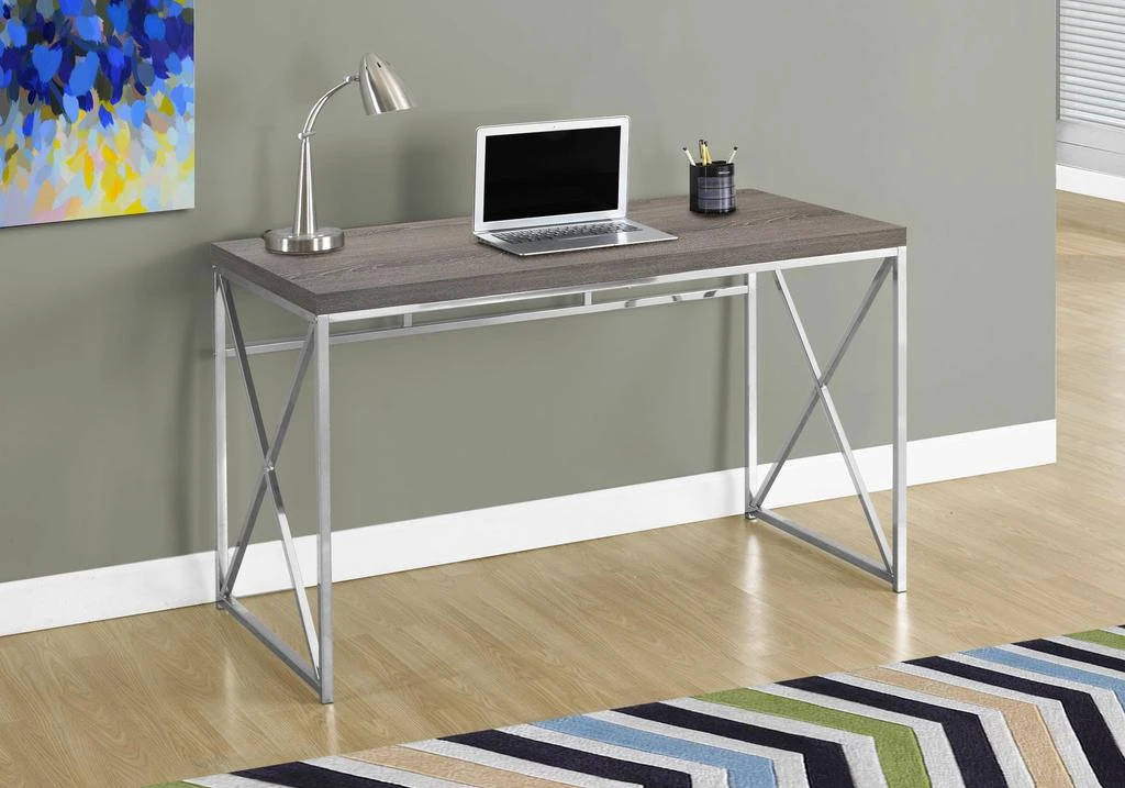 商品Homezia|24" Taupe and Silver Computer Desk,价格¥3479,第5张图片详细描述