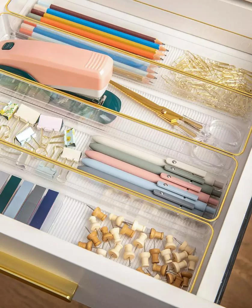 商品Martha Stewart|Kerry 8 Piece Plastic Stackable Office Desk Drawer Organizers, 9" x 3",价格¥210,第5张�图片详细描述