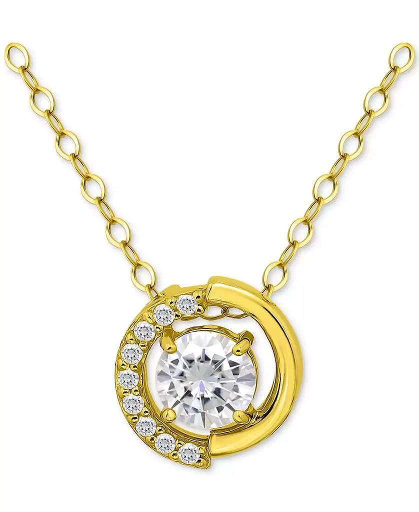 商品Giani Bernini|Cubic Zirconia Asymmetric Halo Pendant Necklace in 18k Gold-Plated Sterling Silver, 16" + 2" extender, Created for Macy's,价格¥612,第1张图片