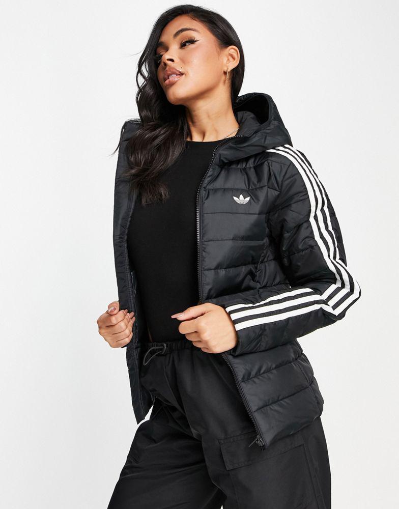 adidas Originals slim trefoil puffer jacket in black商品第1张图片规格展示