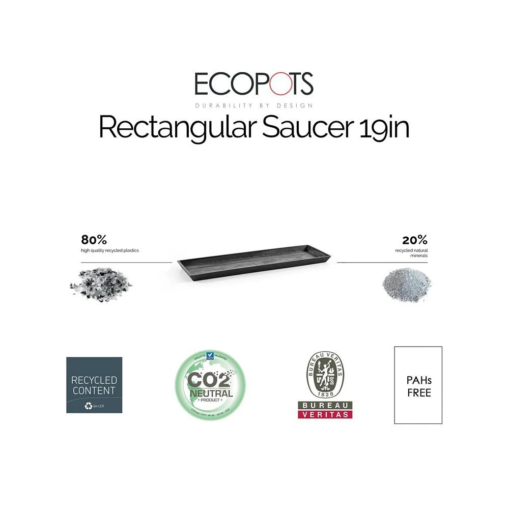 商品ECOPOTS|Rectangular Plastic Flower Pot Saucer, Dark Grey, 17.7",价格¥158,第2张图片详细描述