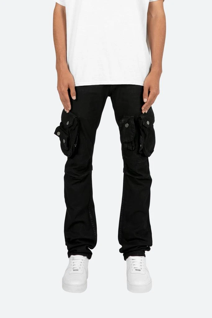商品MNML|B357 Waxed Cargo Flare Denim - Black,价格¥287,第1张图片