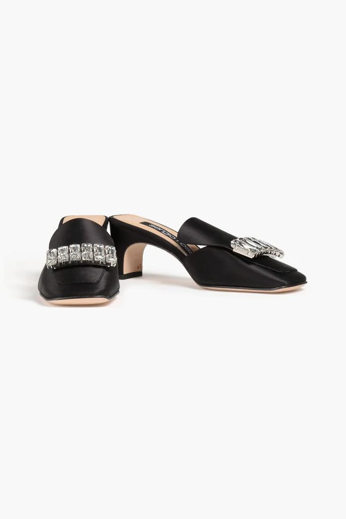 商品Sergio Rossi|Crystal-embellished satin-crepe mules,价格¥1765,第2张图片详细描述