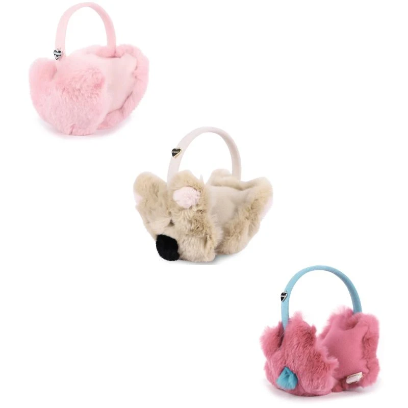 商品Il Trenino|Heart koala bear and flower woolen earmuffs set in pink blue and beige,价格¥5267,第1张图片