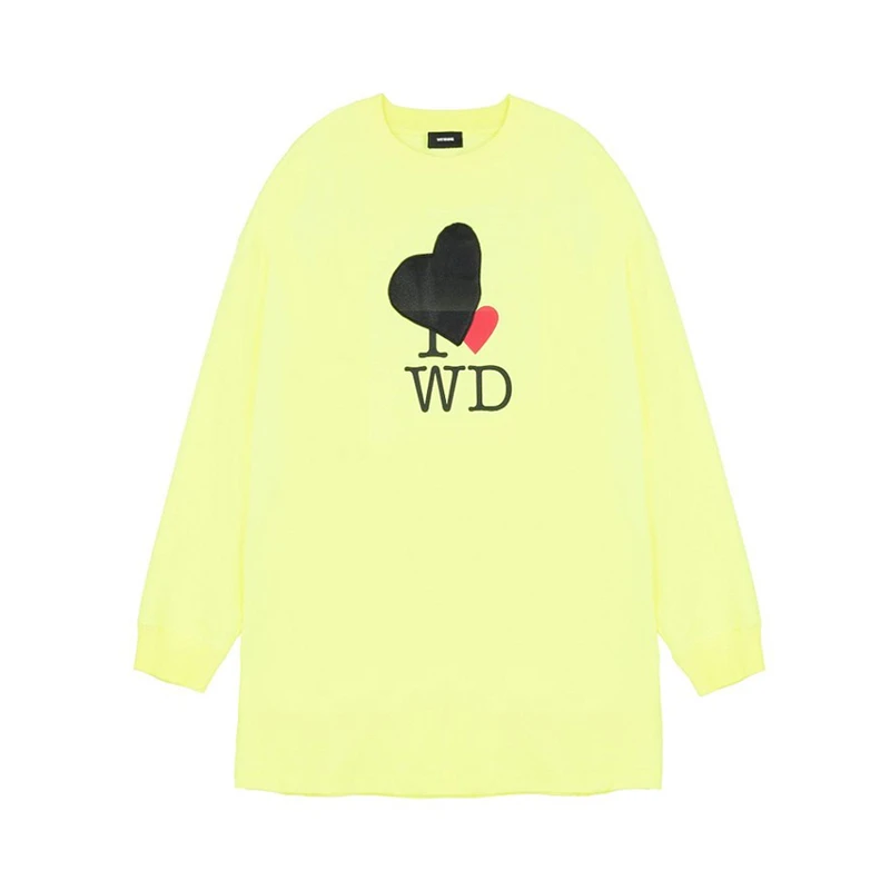 商品We11done|We11done 女士荧光黄长款桃心卫衣 WD-TT0-21-516-U-NY,价格¥1782,第1张图片