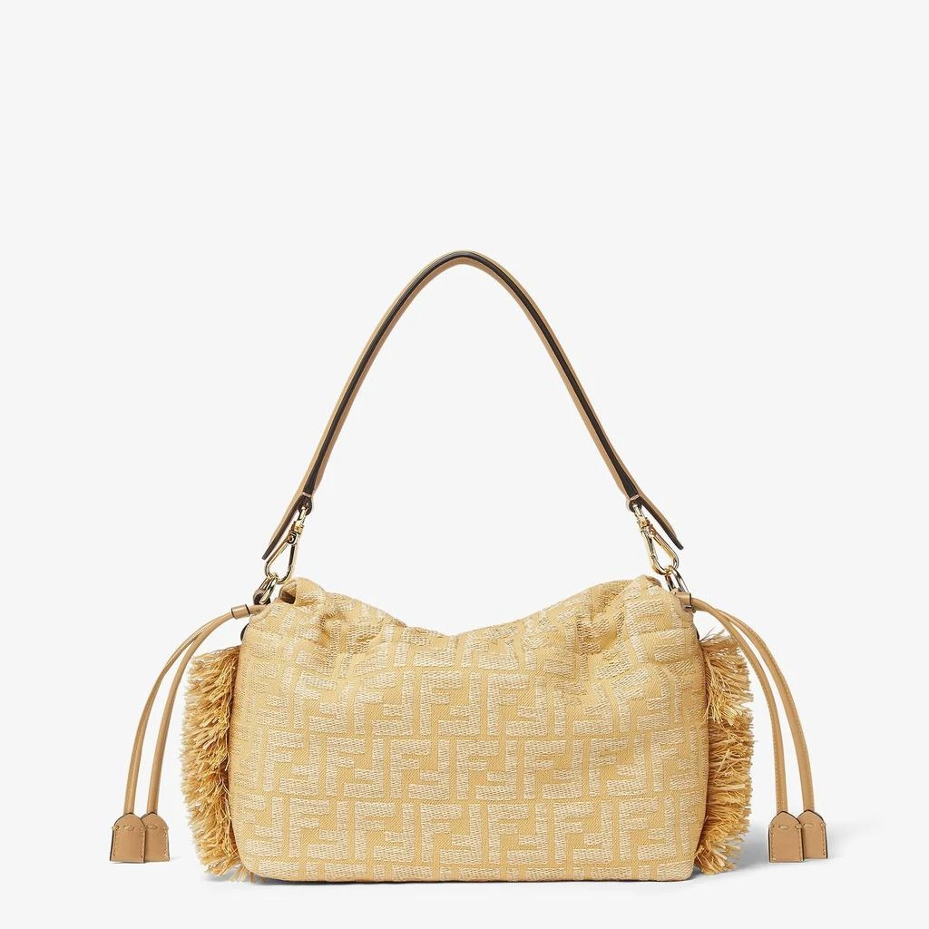 商品Fendi|MEDIUM MAMMA BAGUETTE BAG IN BEIGE JACQUARD FF WITH RAFFIA,价格¥17441,第3张图片详细描述