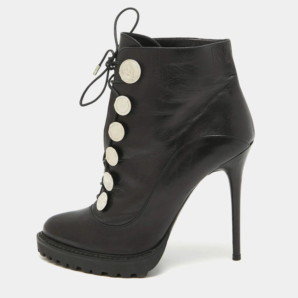 商品[二手商品] Alexander McQueen|Alexander McQueen Black Leather Lace Up Platform Ankle Boots Size 40,价格¥862,第1张图片