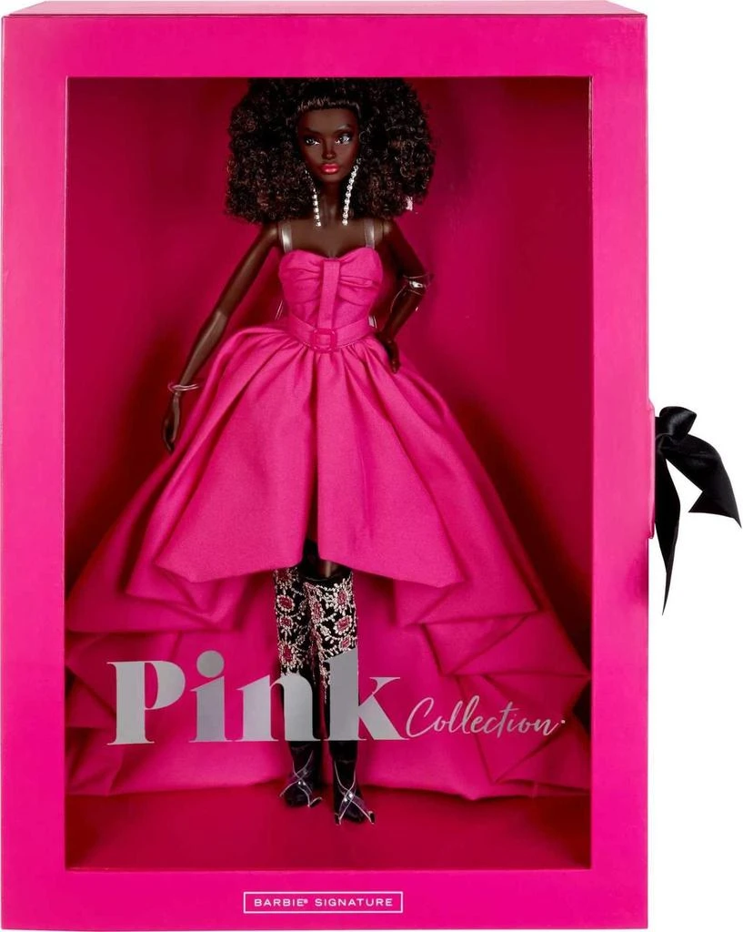 Barbie - Fuchsia Long Dress Doll in Taffeta with Sweetheart Neckline with Pleats and Gathering Details, Matching Belt and a Wide Train, Adult Toy, HBX96 商品