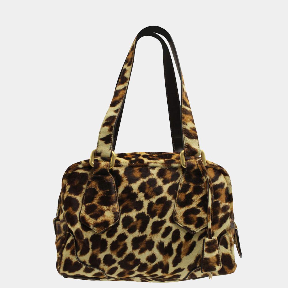 Prada Calf Hair Leopard Print Shoulder Bag商品第3张图片规格展示