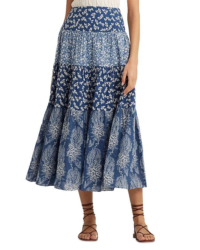 商品Ralph Lauren|Patchwork Floral Tiered Maxi Skirt,价格¥523,第1张图片详细描述