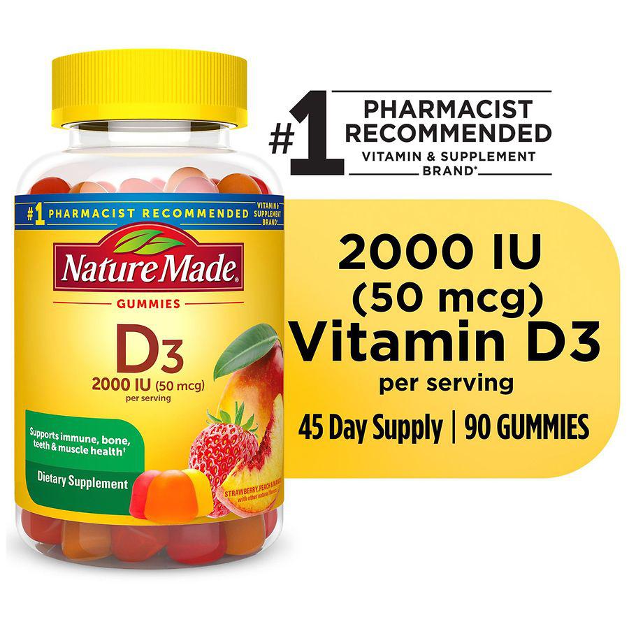 Vitamin D3 2000 IU (50 mcg) Gummies Strawberry, Peach & Mango商品第8张图片规格展示