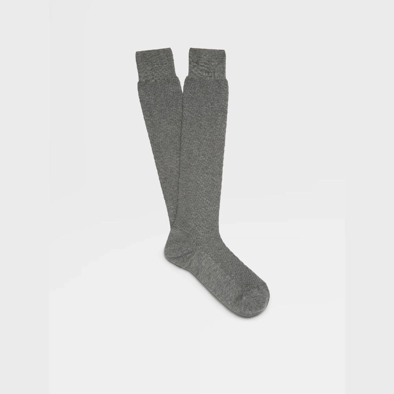 商品Zegna|包邮包税【预售7天发货】 ZEGNA杰尼亚 23秋冬 男士 袜子 SLATE MÉLANGE LYOCELL BLEND TEXTURED MID CALF SOCKS N5V40-580-022,价格¥557,第1张图片