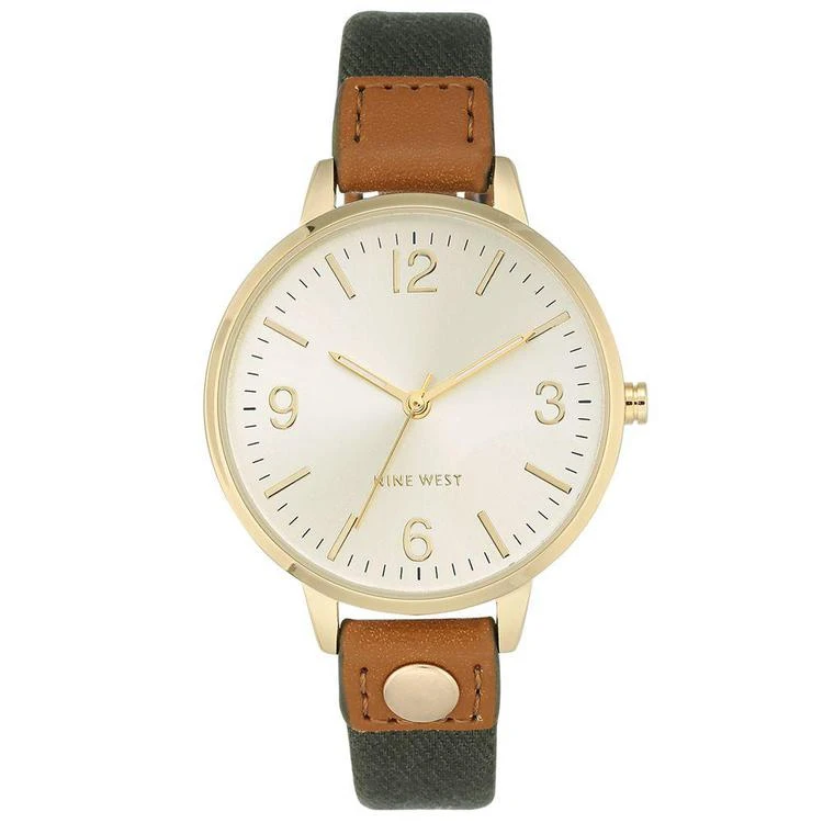 商品Nine West|Women's Olive Green Canvas Strap Watch 38mm,价格¥367,第1张图片