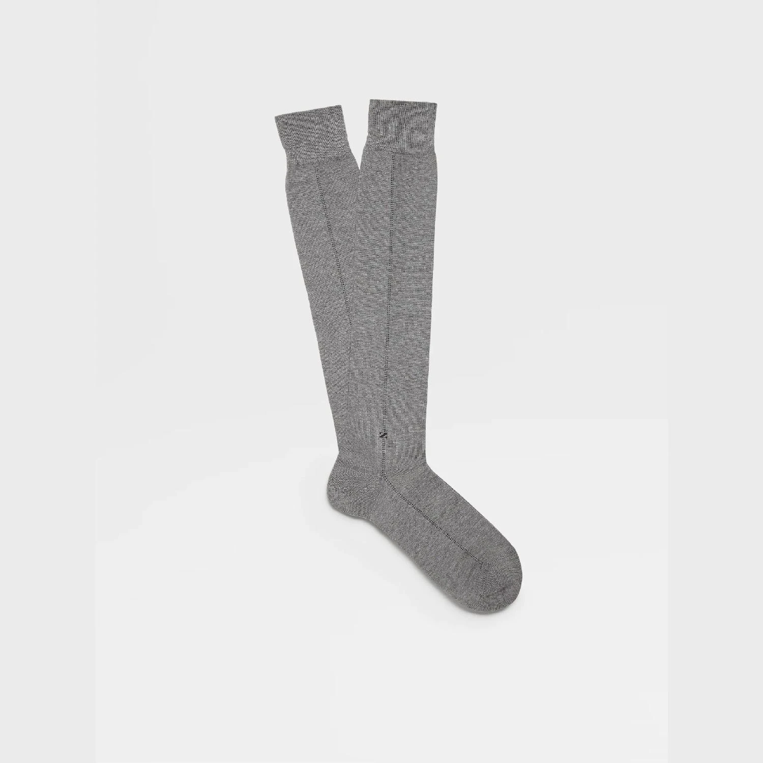 包邮包税【预售7天发货】 ZEGNA杰尼亚 23秋冬 男士 袜子 GEYSER GREY BAGUETTE MID CALF SOCKS N5V40-524-032 商品