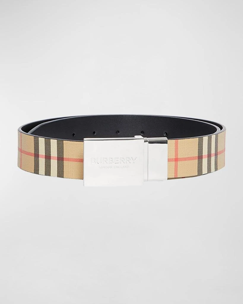 商品Burberry|Men's Signature Check Belt w/ Plaque,价格¥2059,第1张图片