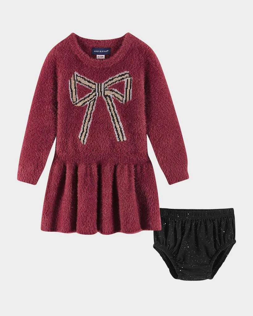 商品Andy & Evan|Girl's Sweater Dress W/ Bow Graphic, Size Newborn-24M,价格¥433,第1张图片