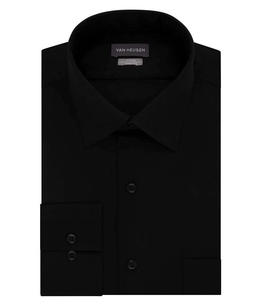 商品Van Heusen|Van Heusen Men's Dress Shirts Fitted Lux Sateen Stretch Solid Spread Collar,价格¥210,第1张图片