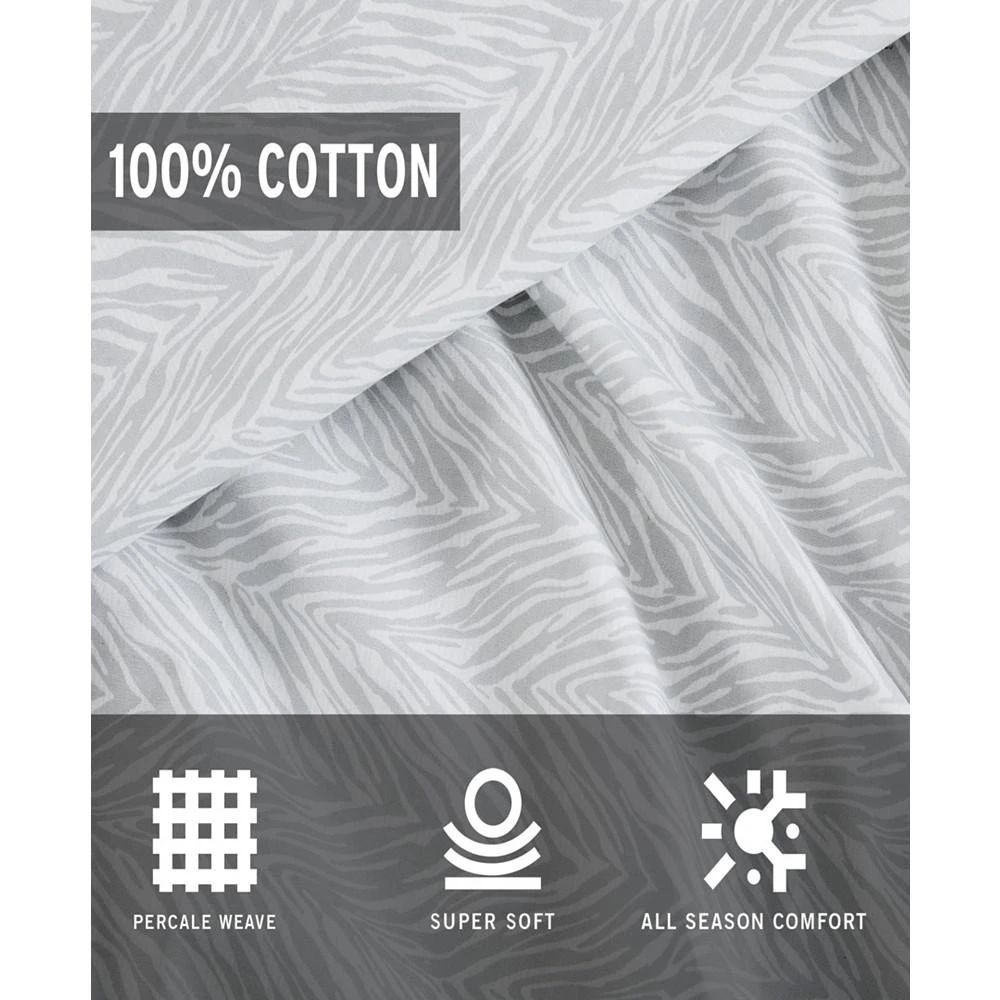 CLOSEOUT! Urban Zebra Cotton Percale 4 Pc Sheet Set 商品