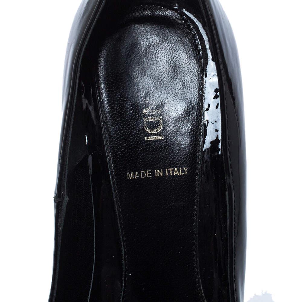 Fendi Black Patent Leather FF Logo Heels Platform Pumps Size 37商品第7张图片规格展示