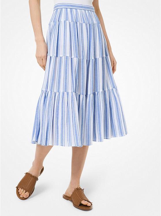 商品Michael Kors|Striped Cotton Gauze Tiered Skirt,价格¥546,第4张图片详细描述