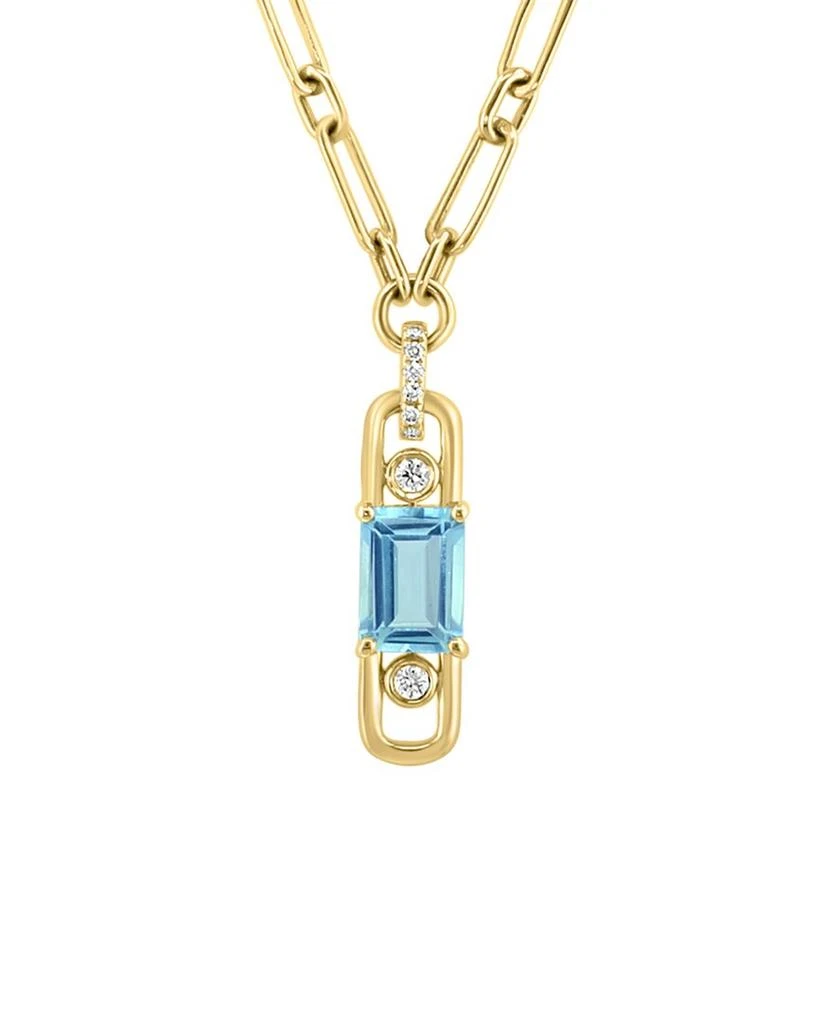 商品Effy Fine Jewelry|14K 1.16 ct. tw. Diamond & Sky Blue Topaz Necklace,价格¥18224,第1张图片